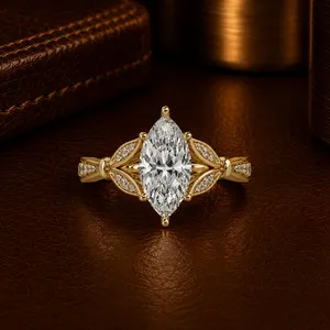 Authentic Blossoming Vitality: Marquise Cut Lab Grown Diamond Ring