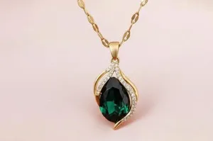 Authentic The Verdant Canopy: 14k Gold-Plated Emerald & Leaf Talisman