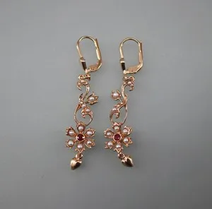 Authentic Celestial Bloom: Art Nouveau Rose Gold and Ruby Pearl Talismans