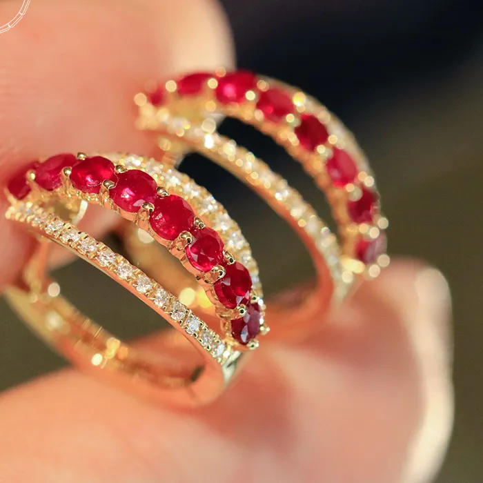 Authentic Ethereal Ruby and Diamond Fairy Hoops: A Symphony of Celestial Light