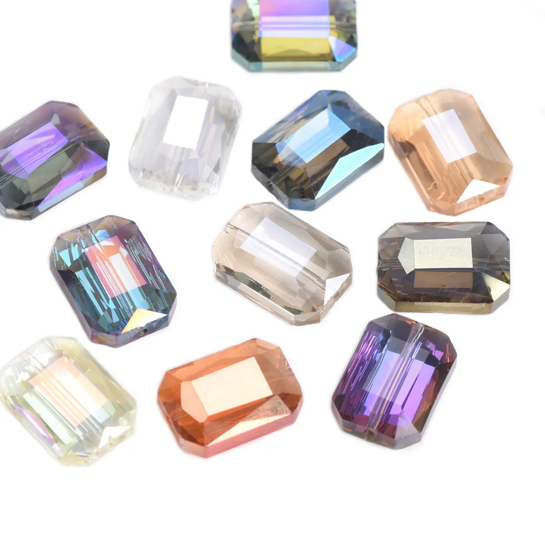 Authentic 10pcs Rectangle Faceted 12x9mm 14x10mm 18x13mm Crystal Glass Prism Loose Crafts Beads for Jewelry Making DIY Curtains