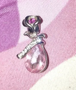 Authentic Okos Valentines Collection Rose Gold Plated Pink Austrian Crystal Flower Pendant