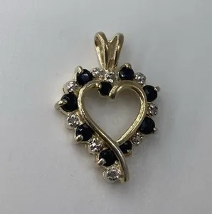 Authentic Heartfelt Devotion: A Golden Heart of Sapphire and Diamond