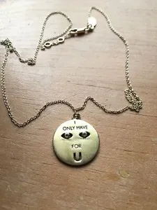 Authentic Oliver Bonas I Only Have Eyes For U Gold Plated Valentines Present Necklace