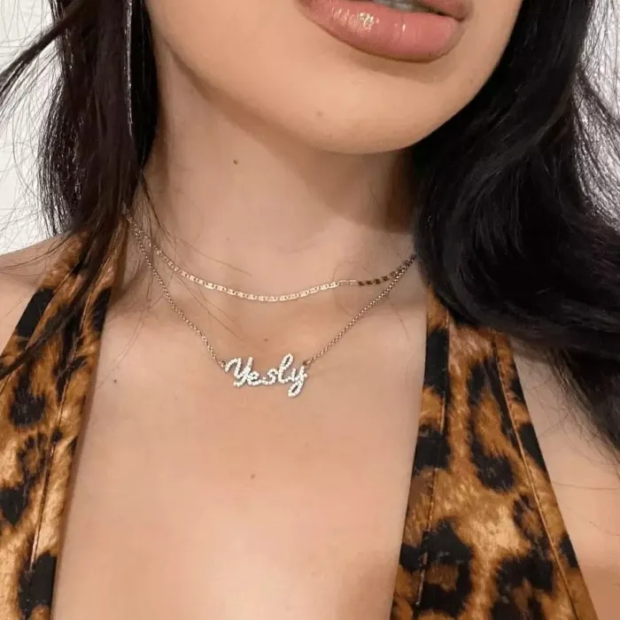 Authentic Custom Name Necklace Crystal Diamond Jewelry Unique for Women Her Valentines Anniversary Birthday Special Christmas Couple