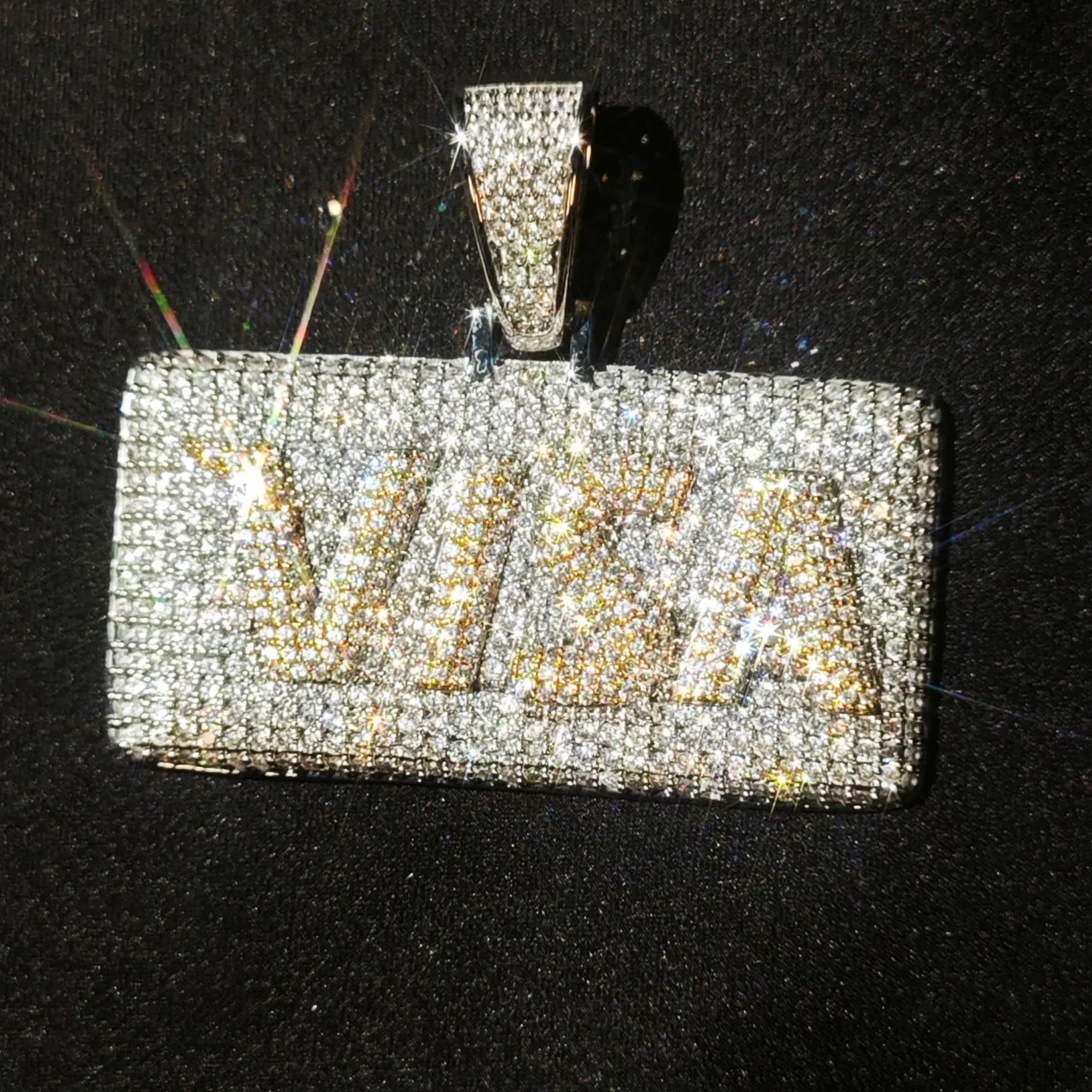 Authentic Hip Hop 3A+ CZ Stone Paved Bling Iced Out VISA Square Charm Pendants Necklace for Men Rapper Jewelry Gold Silver Color