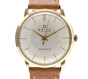 Authentic [N MINT] 1950s Vintage SEIKO Unique S-Mark 14044 Gold Plated 15 Jewels Hand-Wind
