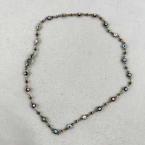 Authentic GP210 Unique Delicate Gold Plated Evil Eye Beaded Choker Necklace EUC
