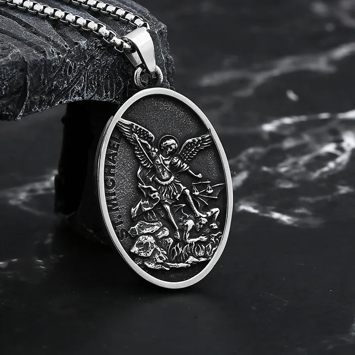 Authentic 2024 Men Archangel St.Michael Guardian Pendant Necklaces Jewelry Creativity Chains Gifts