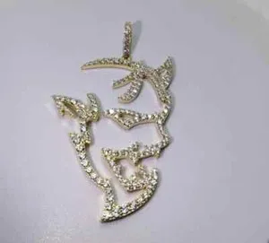 Authentic 1.00Ct Round Cut Lab Created Diamond Devil Men's Pendant 14K Yellow Gold Plated