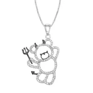 Authentic The Shadow Guardian Moissanite Devil Bear Pendant
