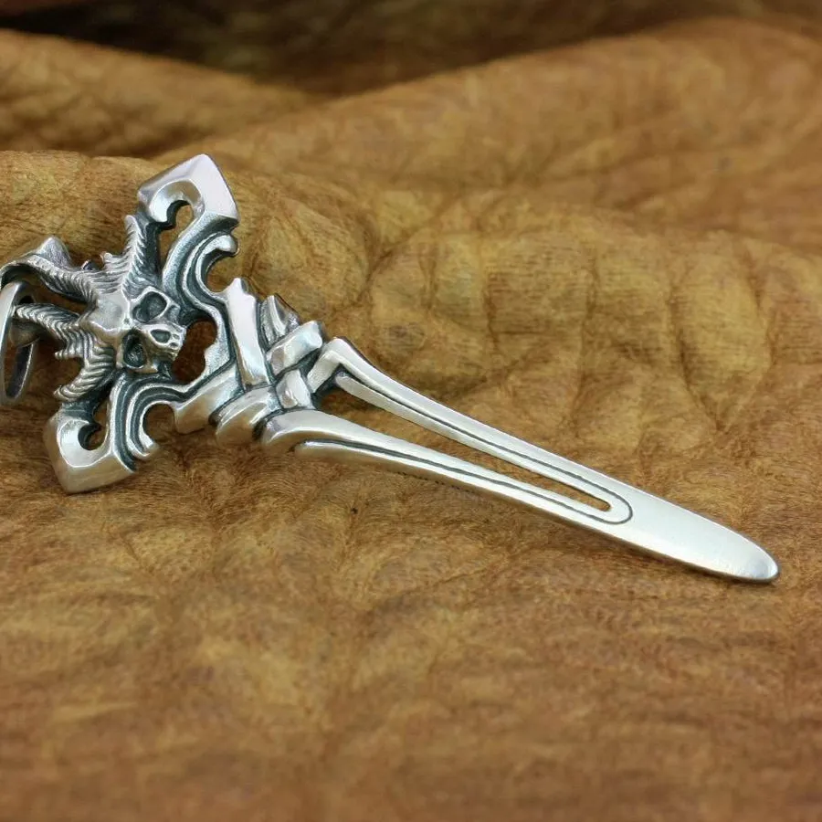 Authentic Huge 925 Sterling Silver Devil Cross Pendant Charms Jewelry TA93 BZ