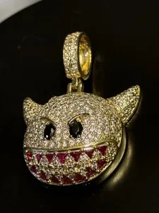 Authentic King Ice Devil Emoji Pendant - Charm 14k Gold Plated