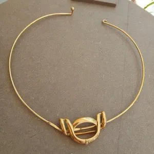 Authentic WOMEN'S WRAP AROUND CHOKER GOLD  PLATED NECKLACE 16" VINTAGE