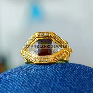 Authentic The Sovereign Garnet Solstice Ring in Gold-Plated Silver