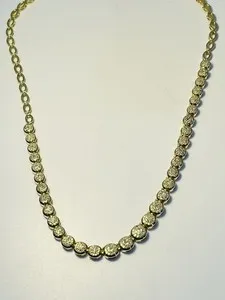 Authentic Amulet of Celestial Radiance - 925 Sterling Silver Yellow Gold Plated 'Vermeil' Natural Diamond Necklace