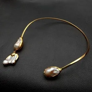 Authentic Luminous Tide White Keshi Pearl Choker - 18K Sun-Gilded Sacred Tidal Amulet