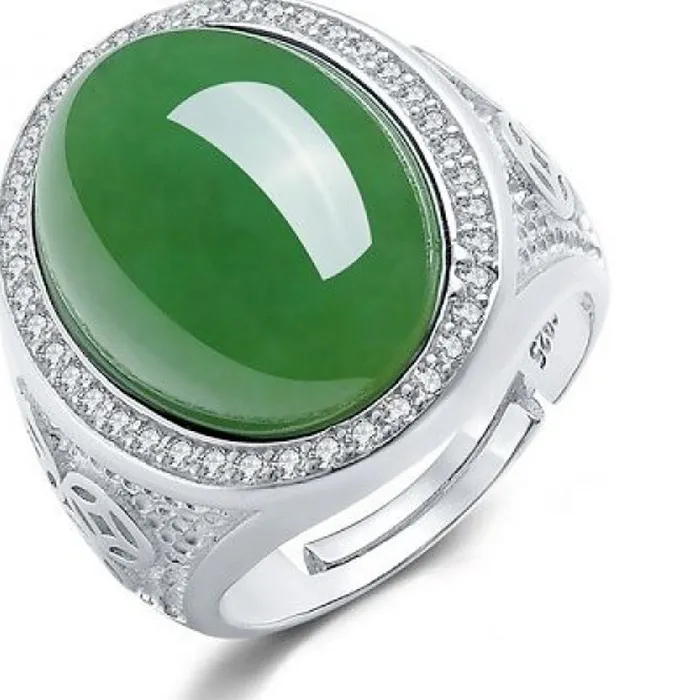 Authentic Emerald Guardianship: Jade Green Oval Ring for the Modern Warrior