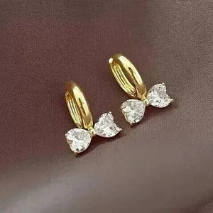 Authentic Radiant Devotion 14k Gold-Plated Heart Cut Simulated Diamond Stud Earrings