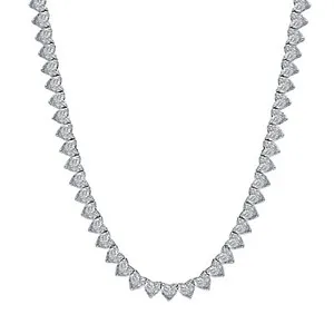 Authentic 10CT Certified Lab Grown Diamond Heart Tennis Necklace 14K White Gold Plated 17"