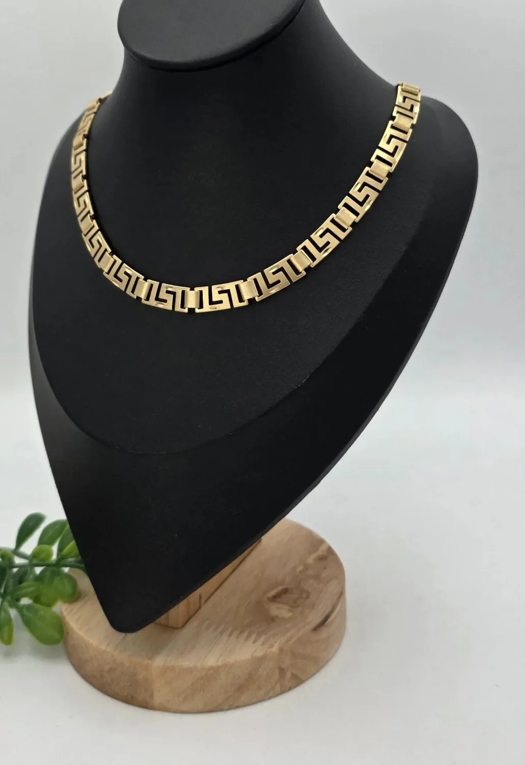 Authentic Eternal Labyrinth: 14k Gold‑Plated Greek Key Choker