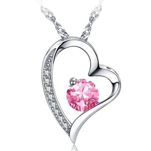 Authentic The Ethereal Heart of Radiant Devotion: Gold-Plated Birthstone Pendant
