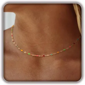 Authentic Gold Necklaces for Women Trendy, 14K Gold Plated Dainty Lip Chain Simple Choker