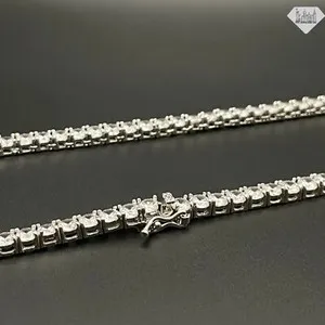 Authentic Protective Choker of Radiant Light: 14K White Gold Plated Crystal Cubic Zirconia Tennis Necklace