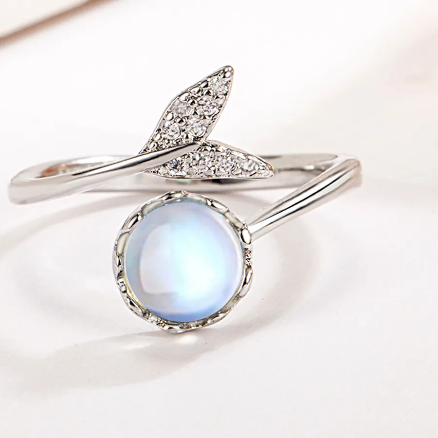 Authentic The Siren's Tide: 925 Sterling Silver Moonstone Mermaid Tail Ring