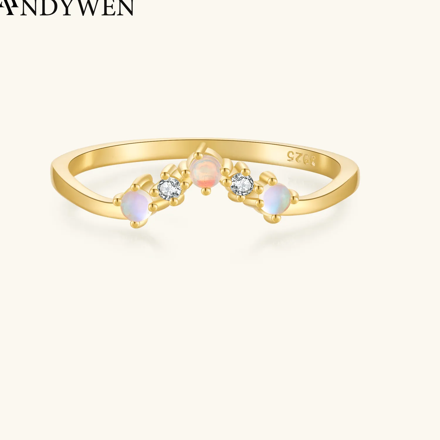 Authentic Andywen 925 Sterling Silver Colorful Moonstone Cz Zircon Ring Queen 2022 Crystal Fine Jewelry Valentiens