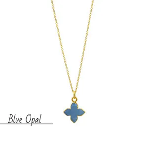 Authentic The Celestial Blossom: Azure Opal & 18K Gold Radiance Talisman