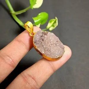 Authentic Sugar Druzy's Celestial Radiance: A Pendant of Inner Harmony