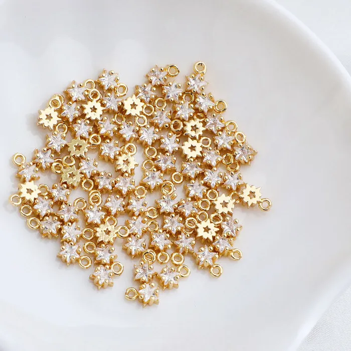 Authentic Celestial Radiance: 20-Piece 14K Gold-Plated Star Pendants