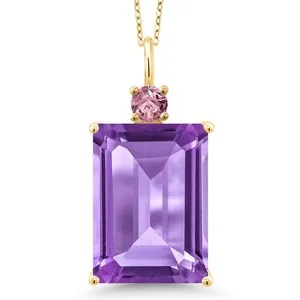 Authentic Starlit Promise: Gold-Plated Birthstone & Pink Lab Diamond Amulet
