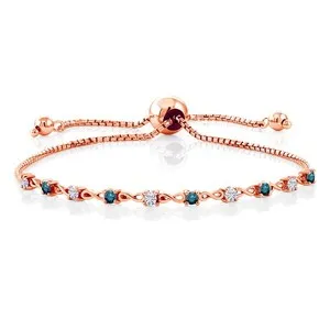 Authentic The Eternal Embrace: 18K Rose Gold Plated Silver Gemstone Birthstone and Blue Diamond Infinity Amulet