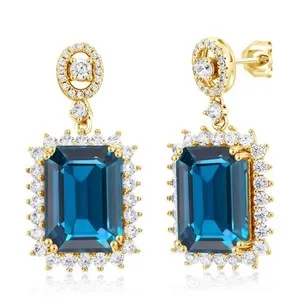 Authentic Celestial Halo Birthstone Dangle Earrings in Radiant 18K Gold