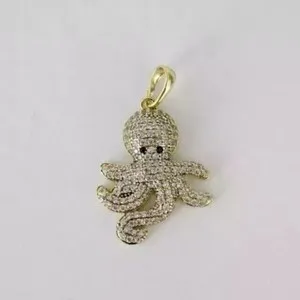 Authentic Celestial Octopus Pendant – 2‑Carat Radiant Simulated Diamond in 14K Gold