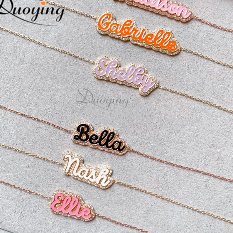 Authentic The Gilded Identity Talisman: Custom Zirconia and Enamel Nameplate Choker