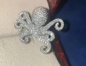 Authentic Octopus of the Cosmos: 2.50ct Moissanite‑Gleaming 14K White Gold‑Plated Wedding Ring
