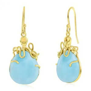 Authentic Abyssal Wisdom: Larimar Octopus Talismans in Gilded Silver