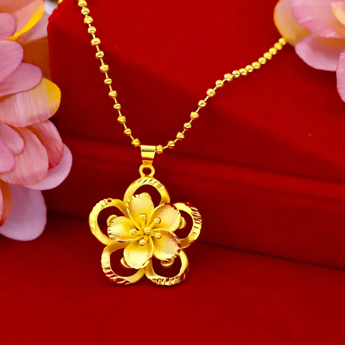 Authentic 999 Pure Gold Sunflower Pendant Sun Flower 3D Hard Gold 18K Gold AU750 Necklace Female Fine Christmas Real Gold Jewelry