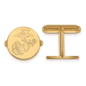 Authentic Protector's Disc: 14k Gold Plated U.S. Marine Corps Cuff Links