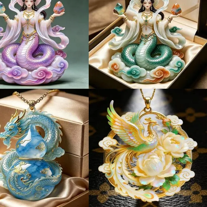 Authentic Guardian of Abundance: Nine-Tailed Fox Peony Pendant