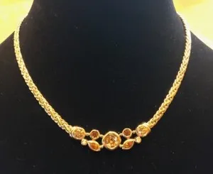 Authentic Stunning Vintage Christian Dior Gold Plated Citrine Topaz Crystal Necklace