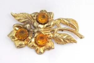 Authentic Art Deco Solar Radiance Floral Brooch