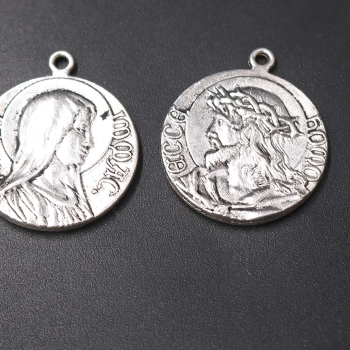 Authentic Celestial Silver Sanctum: Five Divine Pendants of Holy Father & Virgin Mary