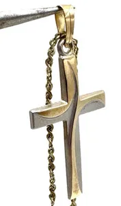 Authentic Danecraft Sterling Silver Gold Plated Cross Necklace Vintage 20" Christ Catholic