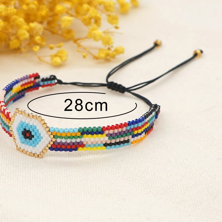 Authentic Rainbow Hexagon Devil's Eye Bracelet: A Beaded Shield of Cosmic Harmony