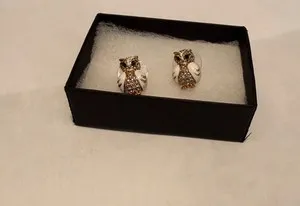 Authentic Celestial Wisdom Owl Stud Earrings in 12K Gold Plate