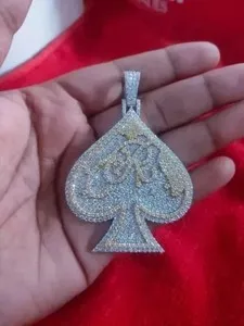 Authentic Ace of Fate: 7TCW Round Cut Lab Created Diamond in 14K White Gold Plated Spade Pendant